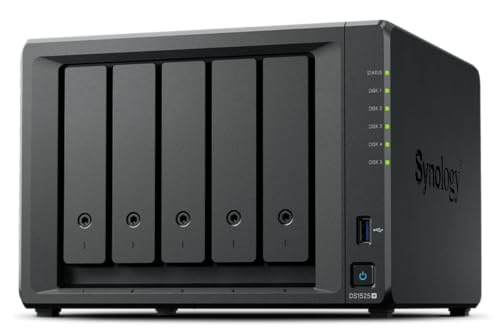 Image of Synology DS1525+(2X 2.5GbE Ports, Ryzen V1500B, 8GB RAM) 5-Bay 30TB Bundle with 5X 6TB WD Red Plus HDDs
