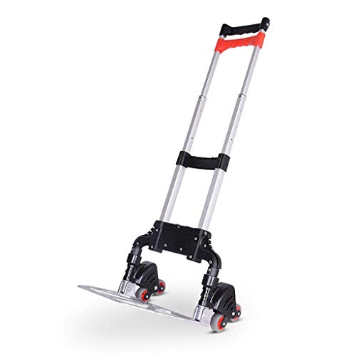 Carros de mano Trolley Trolley plegable Escalera Escalera Equipaje Inicio Escalera de seis ruedas Furgoneta Carrito de compras Carro de aluminio para jardín Car Práctico Saco Trolley (Color: Negro, T