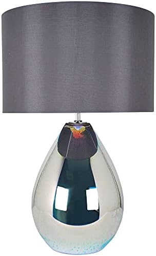 Pagazzi Geller Holographic Glass Modern Table Lamp with Grey 40cm Diameter Shade
