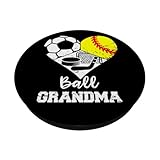 Ball Grandma Heart Funny Soccer Softball Hockey Grandma PopSockets Adhesive PopGrip