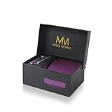 Massi Morino Krawatte Lila mit Einstecktuch Set Herren inkl. Manschettenknöpfe, Krawattennadel und Geschenkbox I Männer Krawatten-Set zur Hochzeit