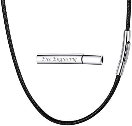 PROSTEEL Men Braided Faux Leather Necklace, with 316L Stainless Steel Clasp, Wax Rope Necklace Jewelry,2mm / 3mm Width,16/18/20/22/24/26/28/30 Inch (with Box)
