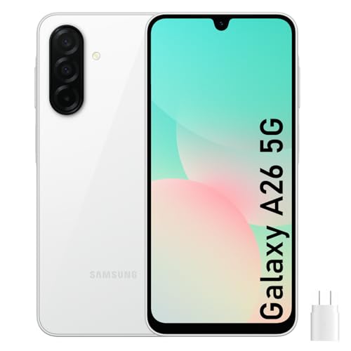 Samsung Galaxy A26 5G – 256GB Unlocked International – 6.7″ 120Hz AMOLED, 50MP Triple Camera, 5000mAh Battery, Water Resistant – Works with T-Mobile & AT&T (Verizon Limited) – White w/Fast Charger