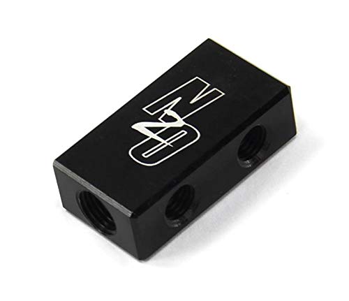 Nitrous Outlet Compact 2 in 4 Out Distribution Block with sensor port location. (1/8