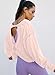 Fhniepan Women's Open Back Workout Top Casual Long Sleeve Athletic Shirts Backless Crop Gym Yoga Tee(Pink,L)