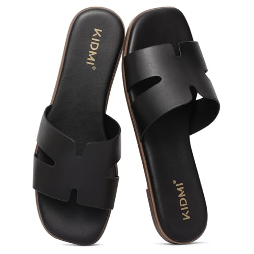 Image of KIDMI Women's Dressy Flat Sandals, Comfortable Slip On Summer Slides, Fashion Open Toe Casual Sandals