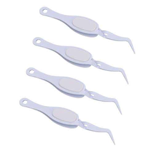 Ahgsup Pinzas Artesanales de Metal Curvado, 4 Piezas, Agarre Inverso de Punta Fina para Fabricación de Joyas, Costura