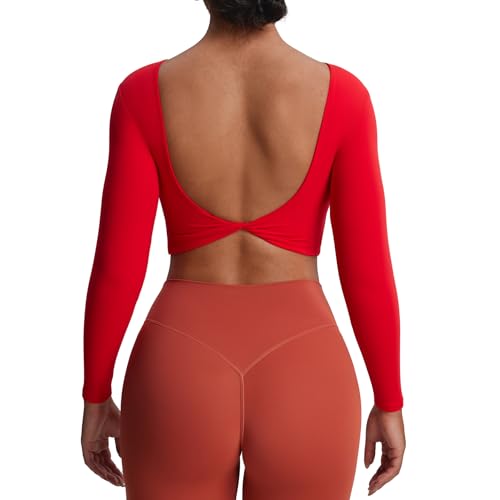 Aoxjox Long Sleeve Crop Tops for Women Emma Twist Back