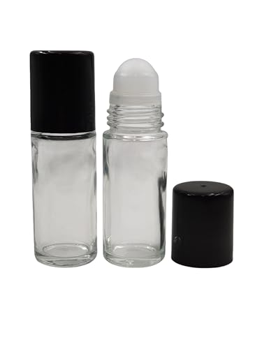 2Packs Glass Roller Bottles 30ml/1 Oz Plastic Roller Ball for Cosmetics Oils and Perfume Convenient Sizes, Reusable and Refillable