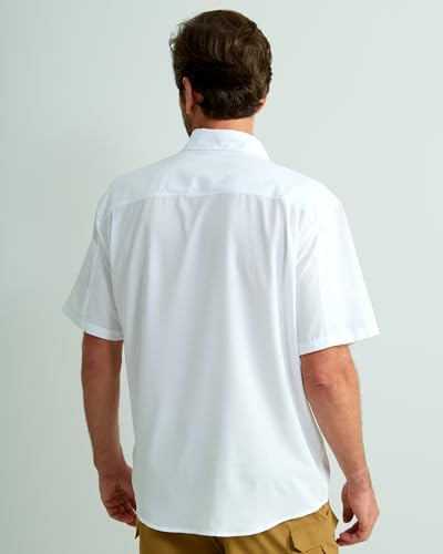 Image of HUK Men's Tide Point Kc Scott Original Artwork Short Sleeve Shirt, Fishing Button Down