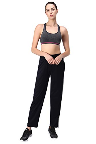 Image of Fflirtygo Women's Cotton Track Pants, Joggers for Women, Women�s Leisure Wear, Night Wear Pajama, Grey with Zip Pockets�for Sports Gym Athletic Training Workout