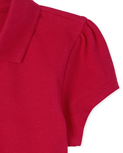 The Children's Place Girl's Short Sleeve Ruffle Pique Polo, Ruby, X-Small3