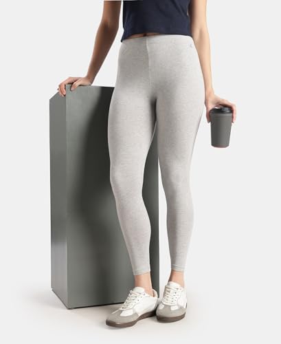 Image of Jockey AW87 Women's Super Combed Cotton Elastane Stretch High Rise Leggings with Ultrasoft Waistband