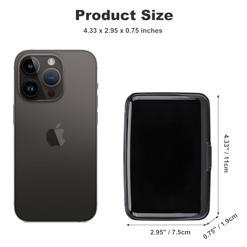 Image of ELFISH Mini RFID Aluminum Wallet Credit Cards Holder Business Card Case Metal ID Case for Men Women (Black)