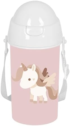 SAFTA Preescolar Unicorn Automatic Open Water Bottle with Straw Water Bottle BPA Free with Shoulder Bag Comfortable and Lightweight 500ml 7.3x19.5cm image 4