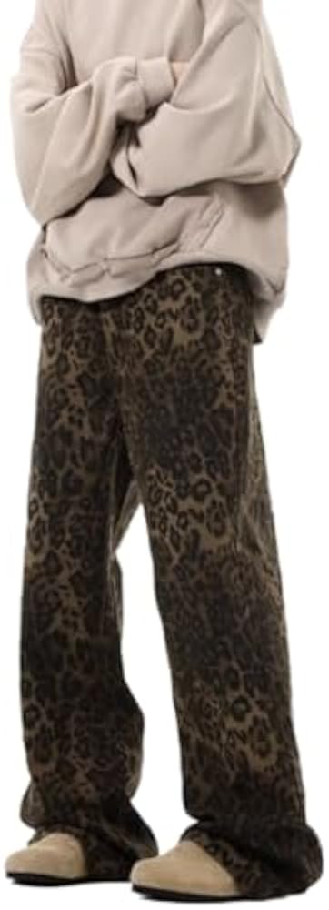Pokn Leopard Jeans Leopard Print Jeans Cheetah Print Pants Wide