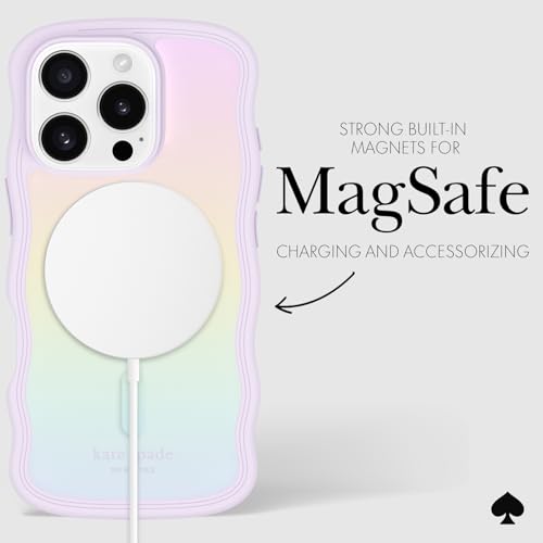 Image of kate spade new york iPhone 16 Pro Case - Wavy Opal Iridescent | Compatible with MagSafe - Lightweight Designer Case for iPhone 16 Pro w /Anti-Scratch Coating and Wavy Iridescent Ombre Design