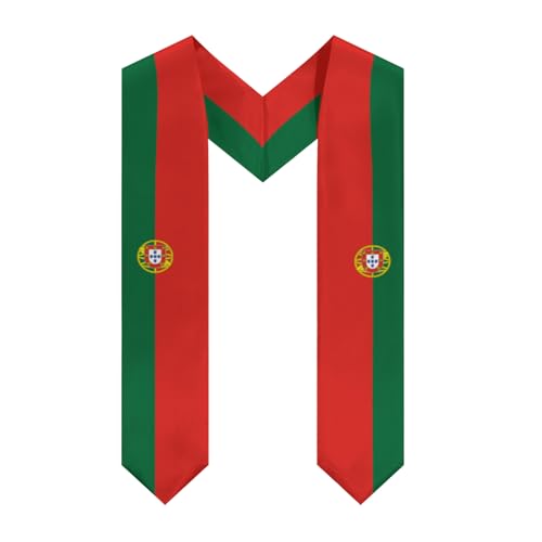 Portugal Portuguese Flag Graduation Stole Sash Shawl for Men Women Thickened V-Neck Scarf for International Students Teachers Study Aboard Graduate Gift 72 inches Unisex
