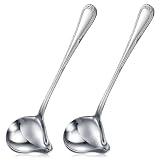 HJZHII 2 Stück Soßenlöffel Edelstahl, 20.5cm Soßenkelle mit Ausgießer Edelstahl Saucengliesslöffel Saucenlöffel Suppenkelle Schöpflöffel Schöpfkellen für Suppensoßen Bratensoßen Dressings