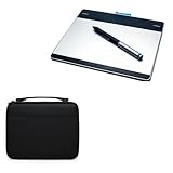 BoxWave Case Compatible with Wacom Intuos Pen CTL-480 - Hard Shell Briefcase, Slim Messenger Bag Briefcase Cover Side Pockets for Wacom Intuos Pen CTL-480 - Jet Black