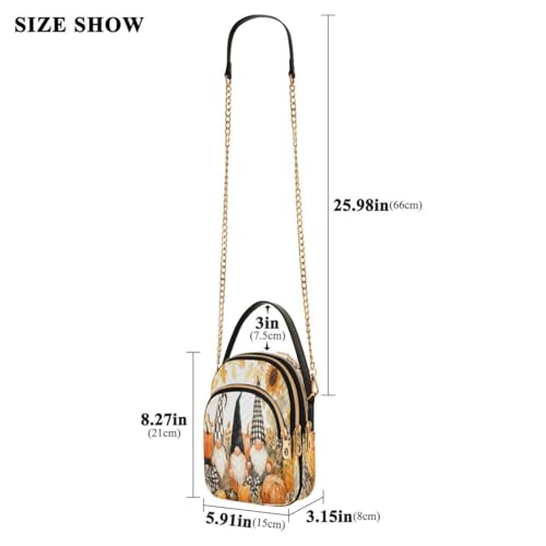 ALAZA Pumpkin Bow Gnome Thanksgiving Day Crossbody Bag Small Shoulder Handbags Leather Purse for Women3