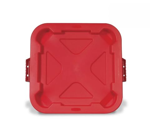 Rubbermaid Commercial Products Square Brute Tote Storage Lid, Red, Compatible with BRUTE Container, Pack of 6