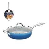 SPACIOUS 11-INCH COOKING SURFACE: Large sauté pan design provides ample space for family meals, stir-fries, pasta dishes, vegetables, and seared meats. FORGED ALUMINUM FOR EVEN HEAT: Durable aluminum construction delivers fast and consistent heat dis...