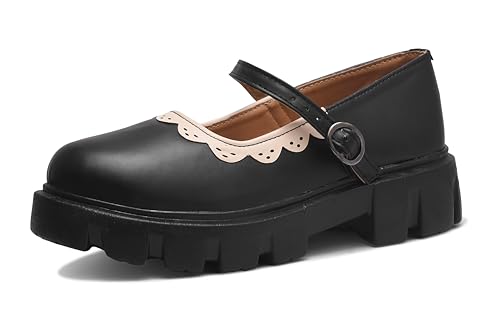 Women's Mary Janes Platform Dress Shoes – Low Heel Chunky Pumps with Round Toe, Ankle Strap, and Classic Oxford Design3