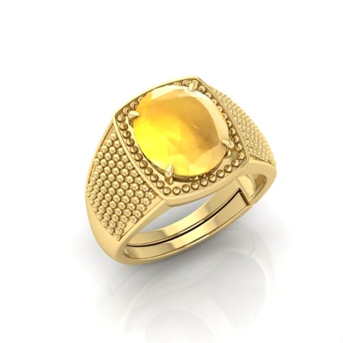 Bague saphir jaune naturel panchdhatu plaqué or 9,00 carats mixte non chauffé