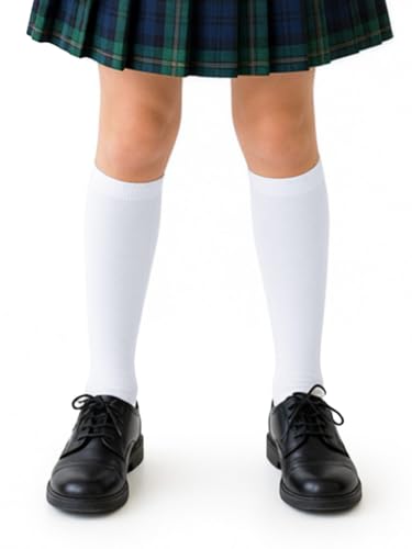 Image of COTTON DAY Kids Girls Unisex Knee High School Dress Socks Seamless Toe 3 Pack Black White Gray Navy Blue