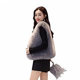 ファーベスト フェイクファー ファーコート レディース ジレ ノースリーブ 体型カバー エコファー ショート丈 ノーカラージャケット 羽織り 秋冬 ふわふわ レイヤード 大人 可愛い ライトアウター きれいめ カジュアル 防寒-ダークグレー||L