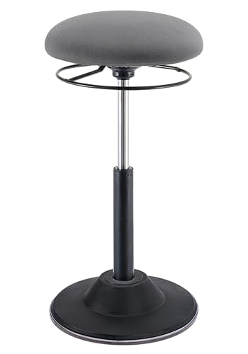 Image of KORE Design Office Adjustable Pivot Stool Round Seat, Ergonomic Home Office Chair, Comfortable Adult Wobble Computer Desk Chairs, Ideal for Active Sitting, Work, Study, 22 inch-30 inch, Grey Fabric