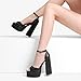 DREAM PAIRS High Heels Chunky Block Platform Heels for Women Ankle Strap Sexy Open Square Toe Heels Dressy Pumps Sandals,Size 6.5,Black,SDHS2324W