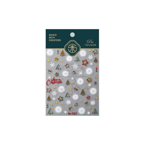 Image of Christmas Nail Art Stickers Snowflake Nail Decals 5D Embossed Self Adhesive Xmas Tree Star Nail Sticker for Nails Art Design Manicure Supplies Charm for Women Nails Decorations Accessories