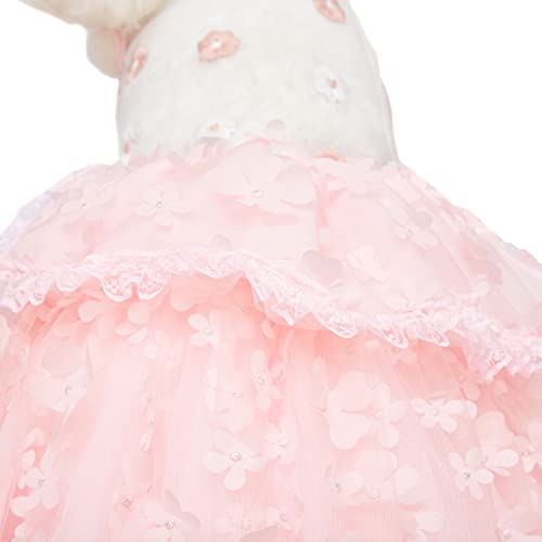 Dogs Wedding Dresses Flower Tutu Skirt With Detachable Train For Small Medium Dog Pet Outfit Formal Apparel Princess Clothes For Birthday Party Costume (Pink Set, S) #TOP3
