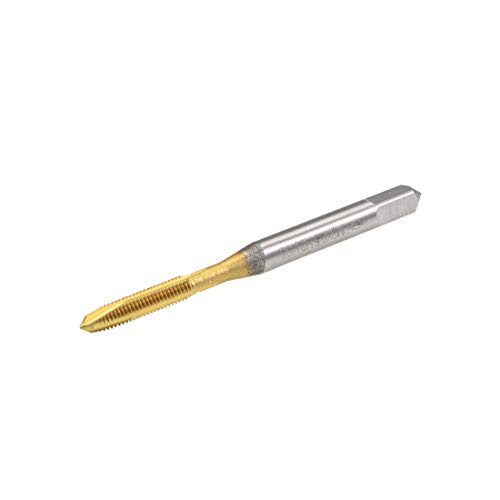 uxcell Spiral Point Plug Threading Tap M3 x 0.5 Thread, Ground Threads H2 3 Flutes, High Speed Steel HSS 6542, Titanium Coated, Round Shank with Square End