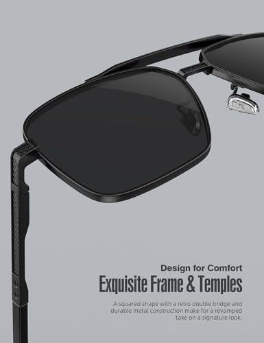 LUENX Polarized Square Aviator Sunglasses for Men,Trendy Retro Oversized Rectangular Frame UV400 Protection4