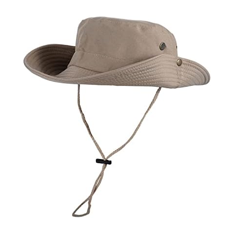 Sun Hats for Men Women Fishing Hat UPF 50 Wide Brim Boonie Hats for Safari Beach Summer UV Protection Bucket Hat Beige Cover