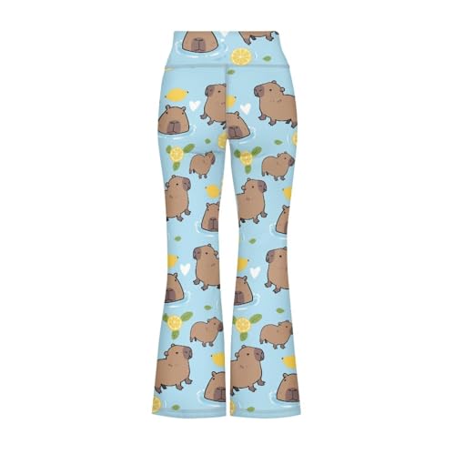 Image of Girls Leggings Floral Print High-Waisted Flared Pants 5-14 Years