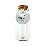 Stamped Expressions Co. Personalized Whiskers Jar for Pet, Custom Name Tag with a Cat Image, Pet Keepsake Jar Vial for Memorial Storage Gift, Holder Made of Glass with Cork