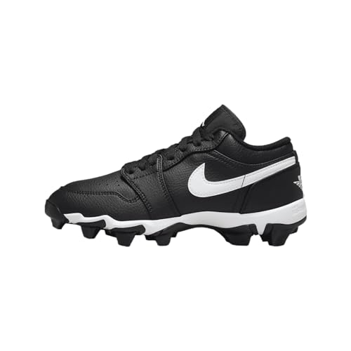 Jordan 1 Low Little/Big Kids' Cleats (HF6885-001, Black/White/White) Size 3