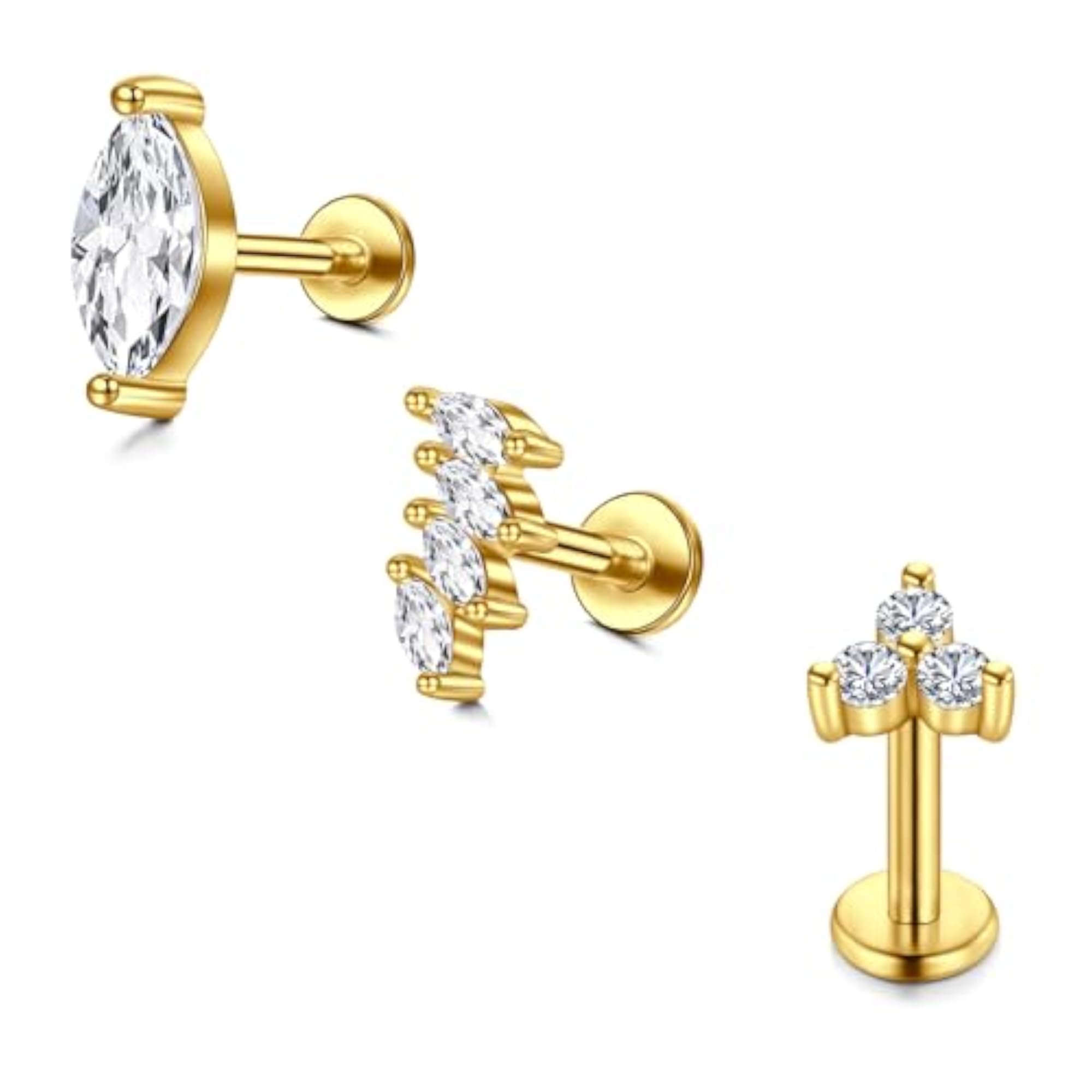 16G Helix Piercing Tragus Earrings, Stainless Steel Studs