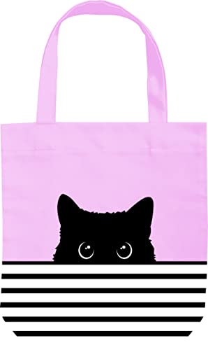 CurryFerry Purple Cat Lover Tote Bag - Cat Themed Gifts for Women - Reusable Canvas Tote Bag (16x14x3 inches)