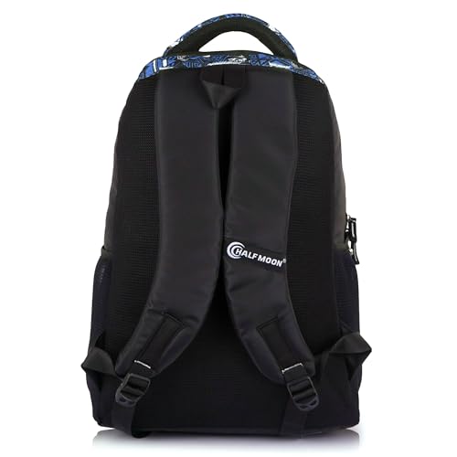 Image of Half Moon School & College Backpack For Boys & Girls (Class 5-12) 15.6 inch Laptop Bag, Bagpack, Casual College Bag & Tuition Daypack, Bags for Men Office Use, Travel Bag for Man, 3-Compartment (Blue)