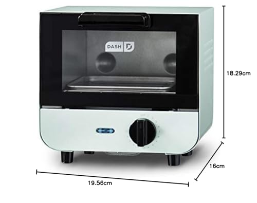 Dash DMTO100GBAQ04 Mini-Toaster-Ofen für Brot, Bagels, Kekse, Pizza, Paninis und mehr, mit Backblech, Gestell, automatische Abschaltfunktion, Aqua