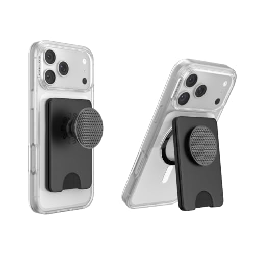 Image of PopSockets Kick-Out Wallet for MagSafe, Adjustable Kickstand, Magnetic Stand, Black - Knurl Black