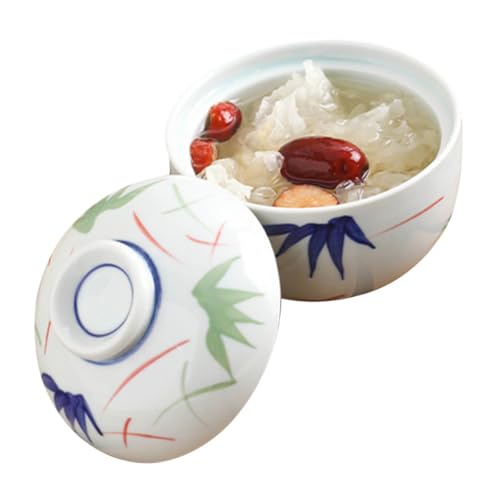 ANDRESLAD コンパクト蒸し碗 食品用セラミック?? 蓋付き家用キュビロースボウル 燕窩や卵の蒸し調理に にも適した多機能スチューボウル
