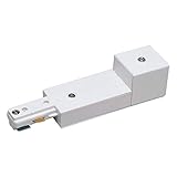 Nora Track Light NT-328W - White - Live End Conduit Connector - Single Circuit - Compatible with Halo Track