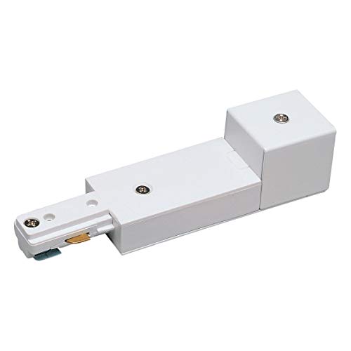 Nora Track Light NT-328W - White - Live End Conduit Connector - Single Circuit - Compatible with Halo Track