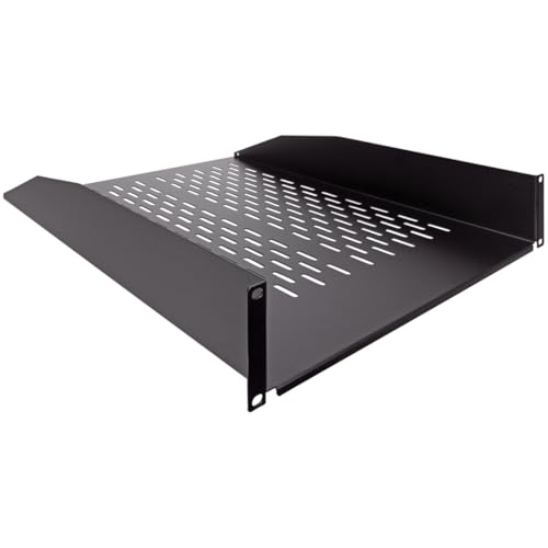 Image of NavePoint 2U 19-Inch Universal Vented Rack Mount Cantilever Fixed Server Cabinet Shelf 22-Inches Deep Black